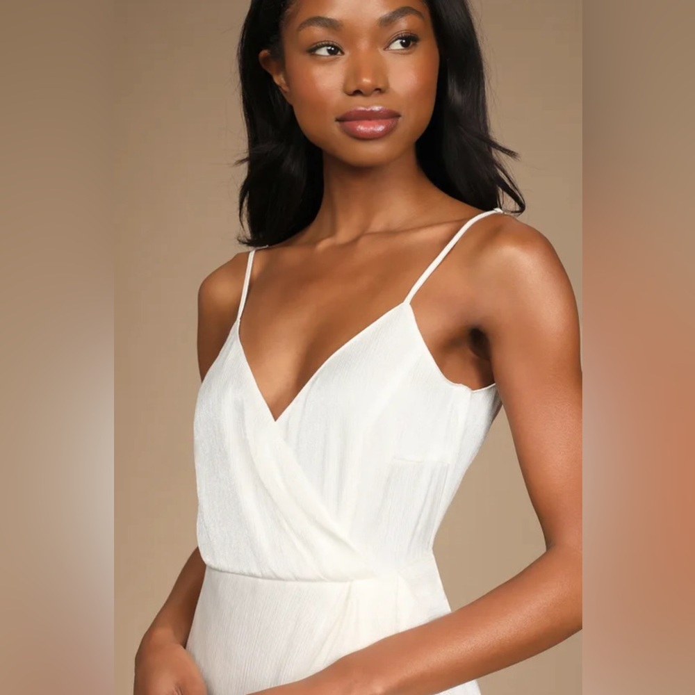 Lulu’s Captivated Beauty White Satin Ruffled Midi Dress - Picture 5 of 13